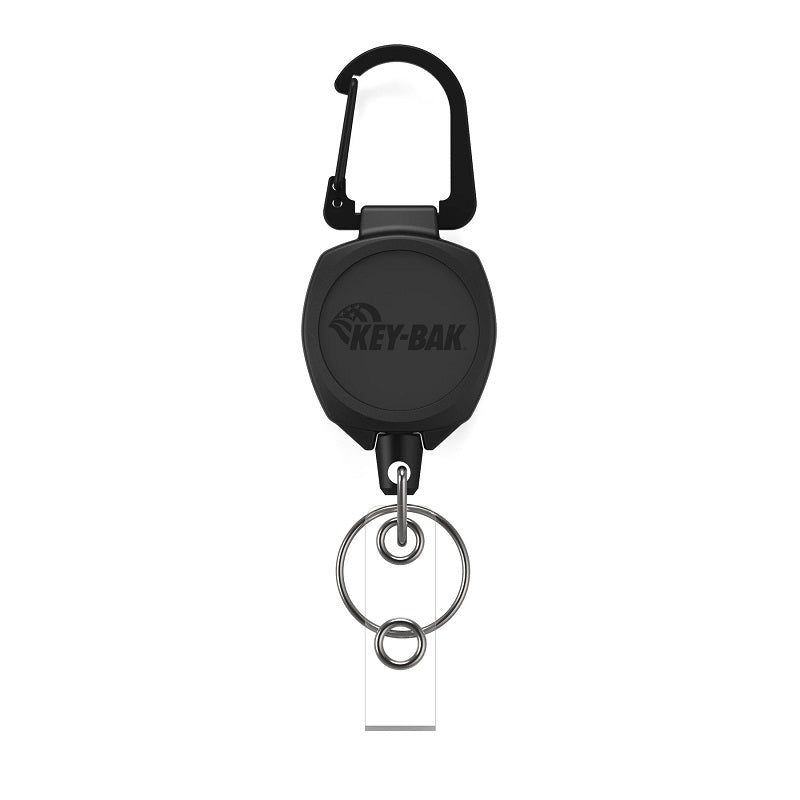 KEY-BAK SIDEKICK RETRACTABLE KEYCHAIN & BADGE REEL WITH CARABINER KEY RING AND TWIST-FREE CLEAR VINYL I.D. STRAP (24" KEVLAR CORD)