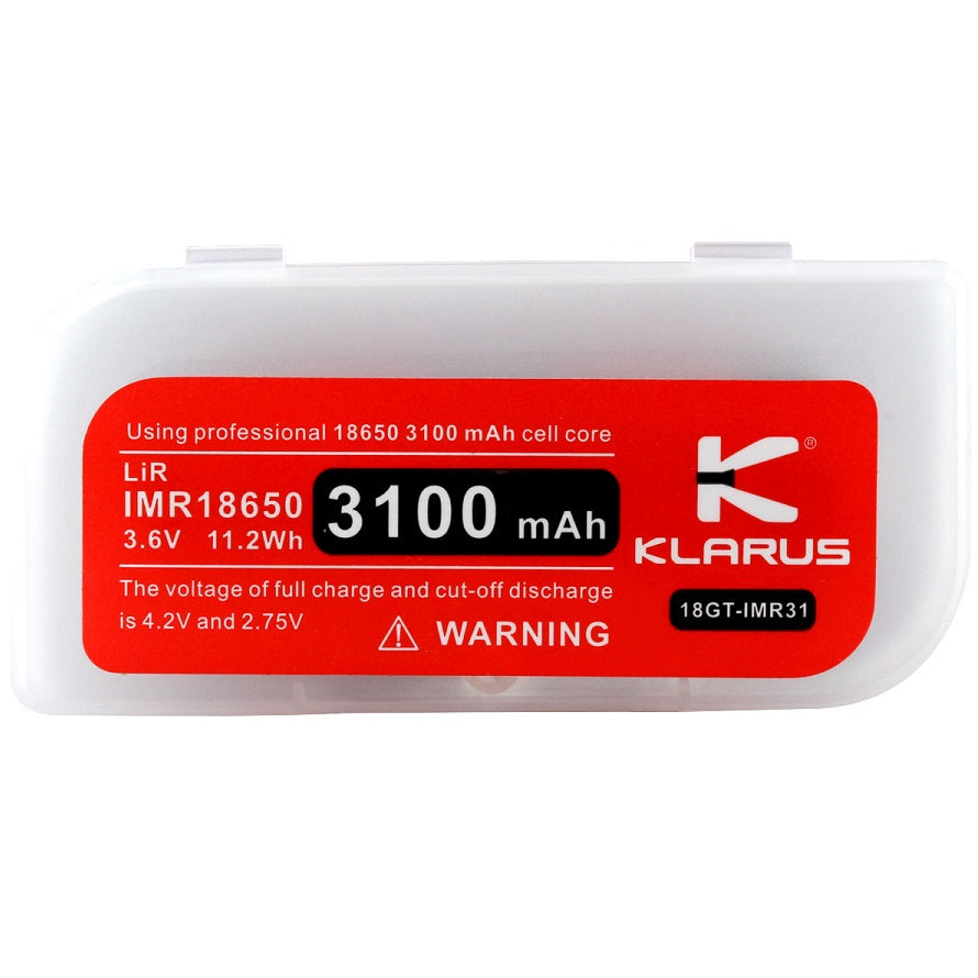 KLARUS 18GT IMR 18650 3100MAH 3.6V PROTECTED HIGH-DRAIN 12A LITHIUM MANGANESE BATTERY
