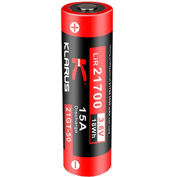 KLARUS 21GT-50 5000mAh 3.6V PROTECTED HIGH-DRAIN 15A LITHIUM BUTTON TOP BATTERY