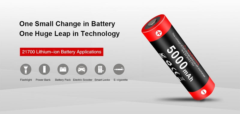 KLARUS 21GT-50 5000mAh 3.6V PROTECTED HIGH-DRAIN 15A LITHIUM BUTTON TOP BATTERY