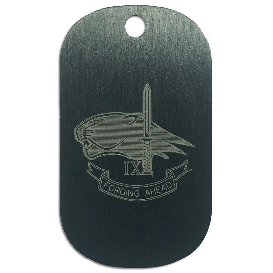 LASER ENGRAVED BLACK ANODIZED LOGO DOG TAG - 9TH DIV