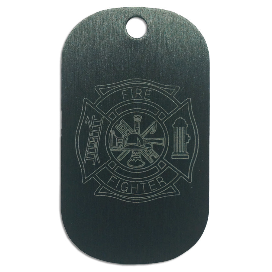 LASER ENGRAVED BLACK ANODIZED LOGO DOG TAG - FIREFIGHTER