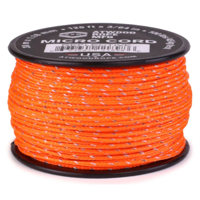 ATWOOD ROPE MFG MICRO CORD (125FT) - NEON ORANGE REFLECTIVE