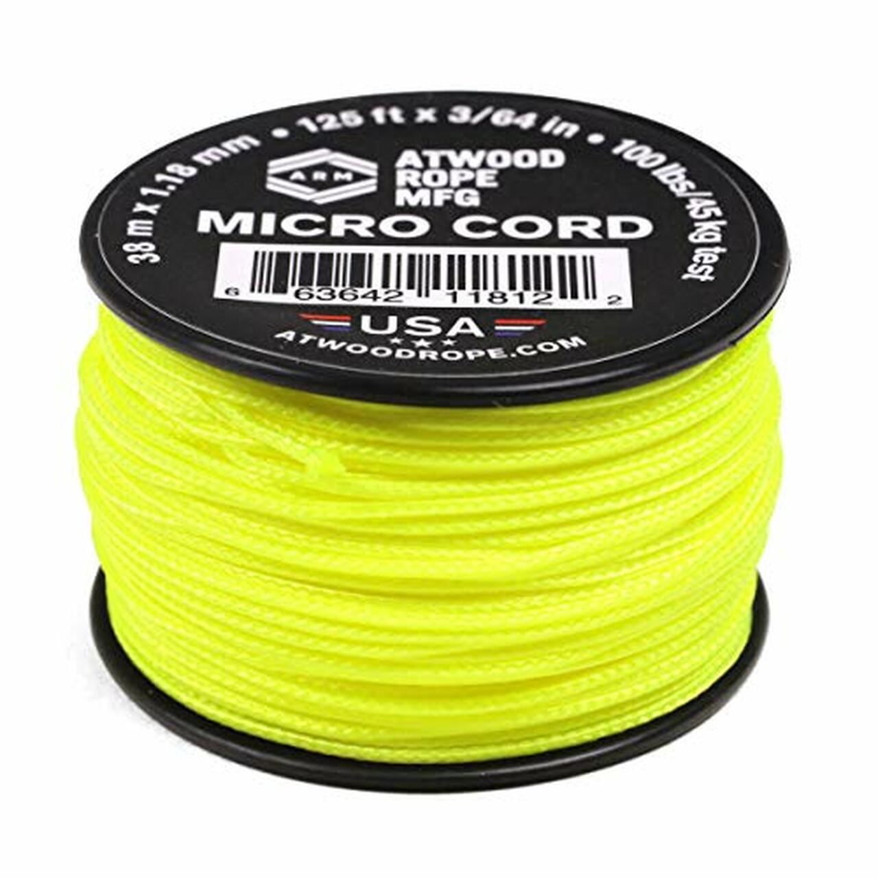 ATWOOD ROPE MFG MICRO CORD (125FT) - NEON YELLOW
