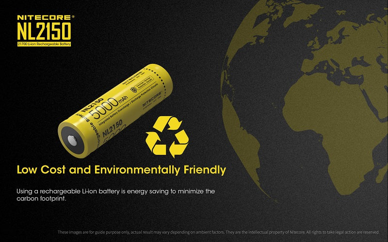 NITECORE NL2150 21700 5000MAH 3.6V PROTECTED LITHIUM ION (LI-ION) BUTTON TOP BATTERY (OLD STOCK CLEARANCE)