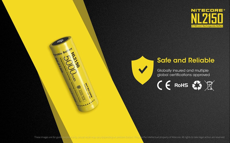 NITECORE NL2150 21700 5000MAH 3.6V PROTECTED LITHIUM ION (LI-ION) BUTTON TOP BATTERY (OLD STOCK CLEARANCE)