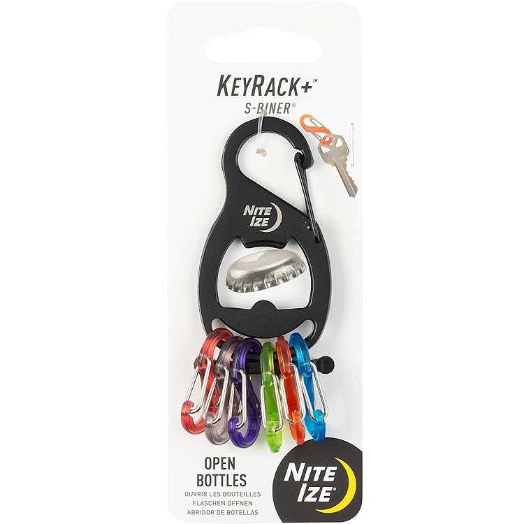 NITEIZE KEYRACK BOTTLE OPENER - BLACK (WITH TRANSLUCENT MINI S-BINER)