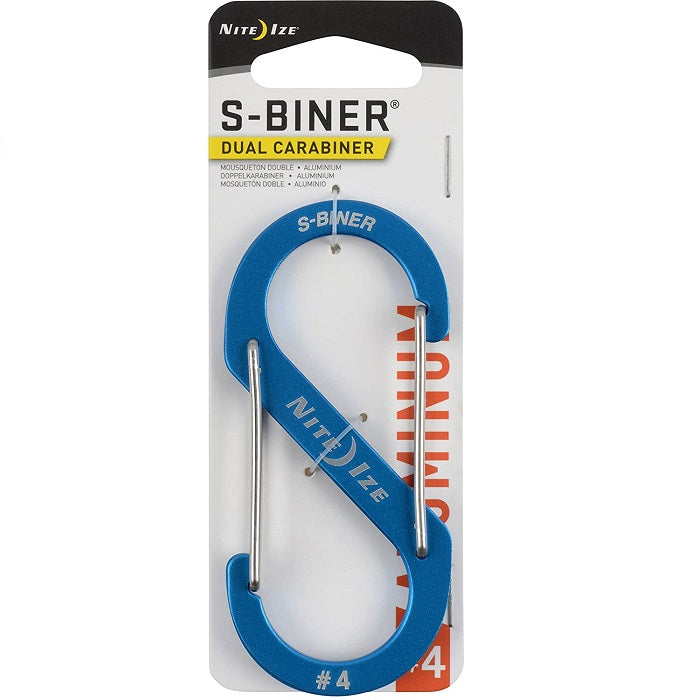 NITEIZE S-BINER ALUMINUM DUAL CARABINER SIZE 4 - BLUE