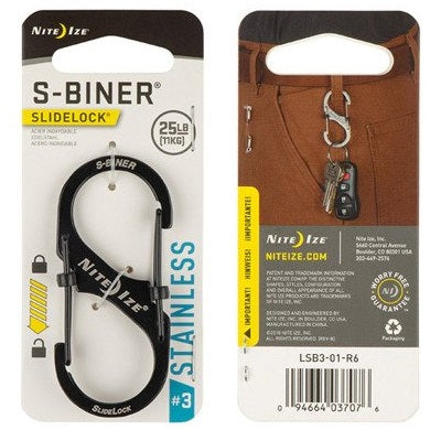 NITEIZE S-BINER SLIDELOCK STEEL SIZE 3 - BLACK