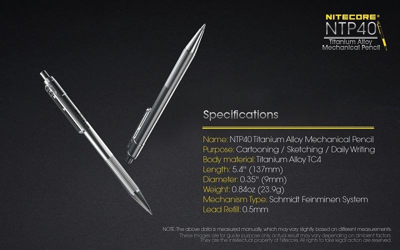 NITECORE NTP40 TITANIUM ALLOY MECHANICAL PENCIL