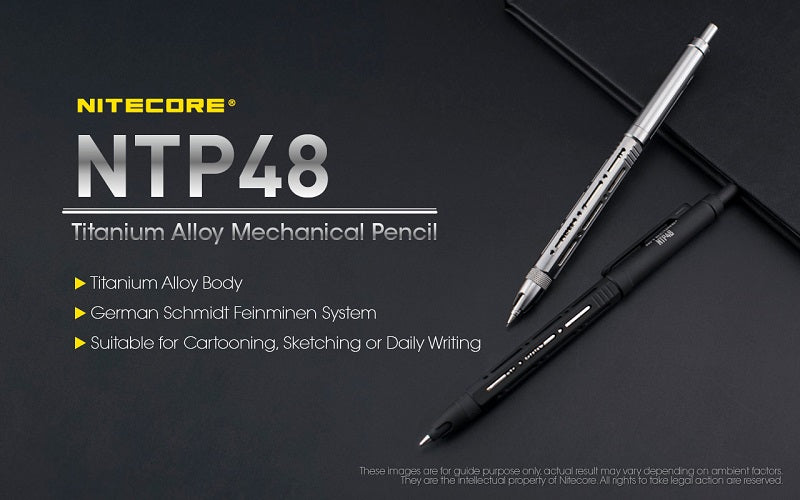 NITECORE NTP48 TITANIUM ALLOY MECHANICAL PENCIL - GLOSS SILVER