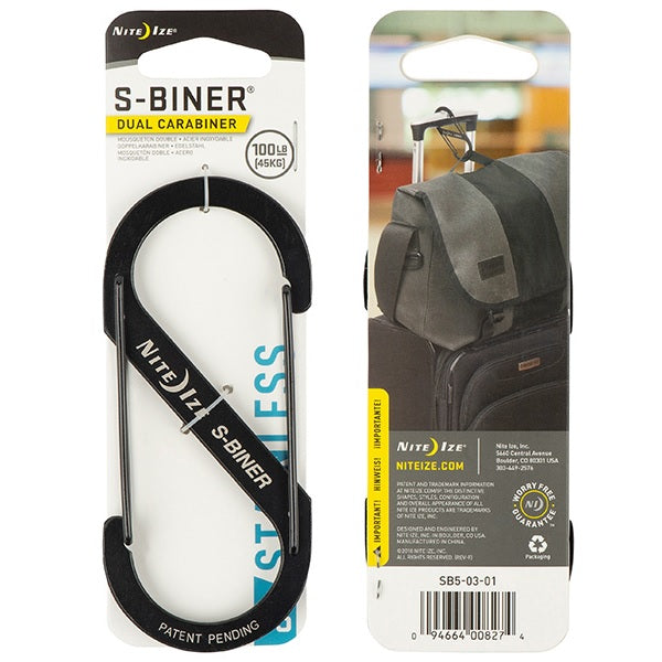 NITEIZE STEEL S-BINER SIZE 5 - BLACK