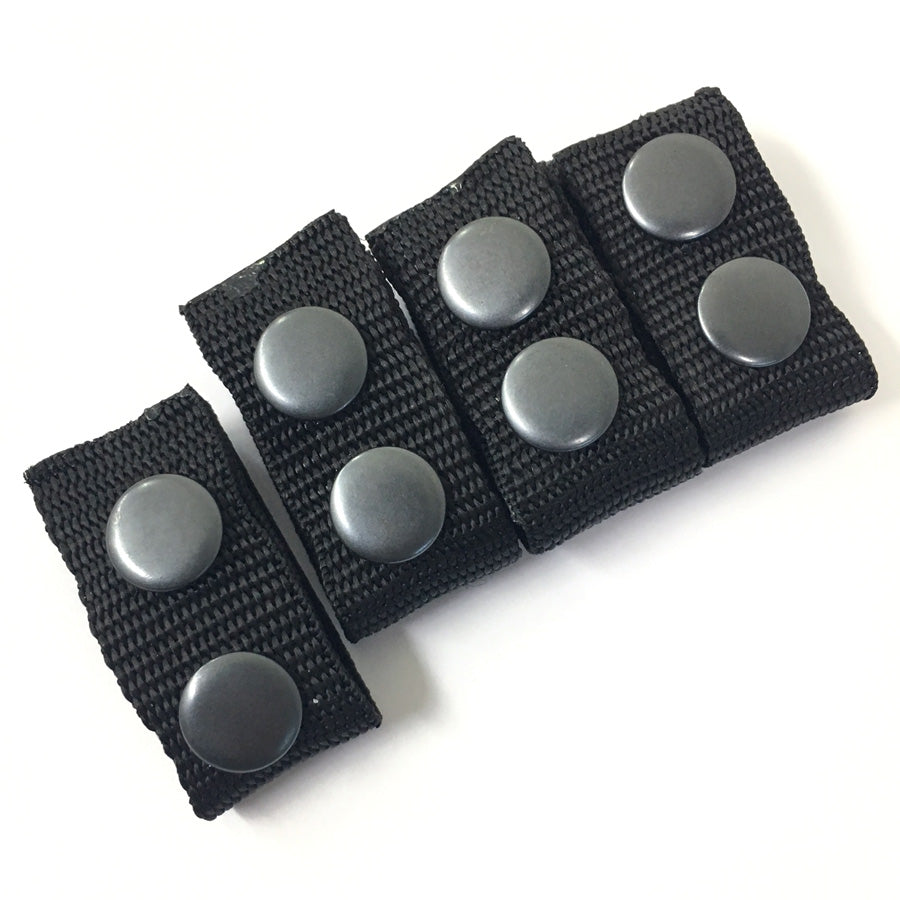NYLON BELT KEEPER WITH DOUBLE SNAP BUTTONS - BLACK (4 PIECES)