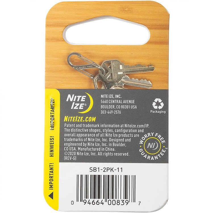 NITEIZE STEEL S-BINER SIZE 1 (TWIN PACK) - SILVER