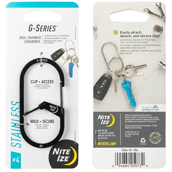 NITEIZE G-SERIES DUAL CHAMBER CARABINER - SIZE 4 - BLACK