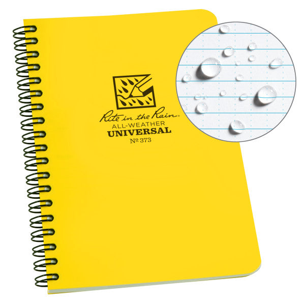RITE IN THE RAIN WEATHERPROOF SIDE SPIRAL 4.625" X 7" NOTEBOOK - YELLOW (373)