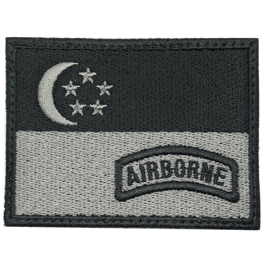SINGAPORE FLAG WITH AIRBORNE TAB - BLACK FOLIAGE