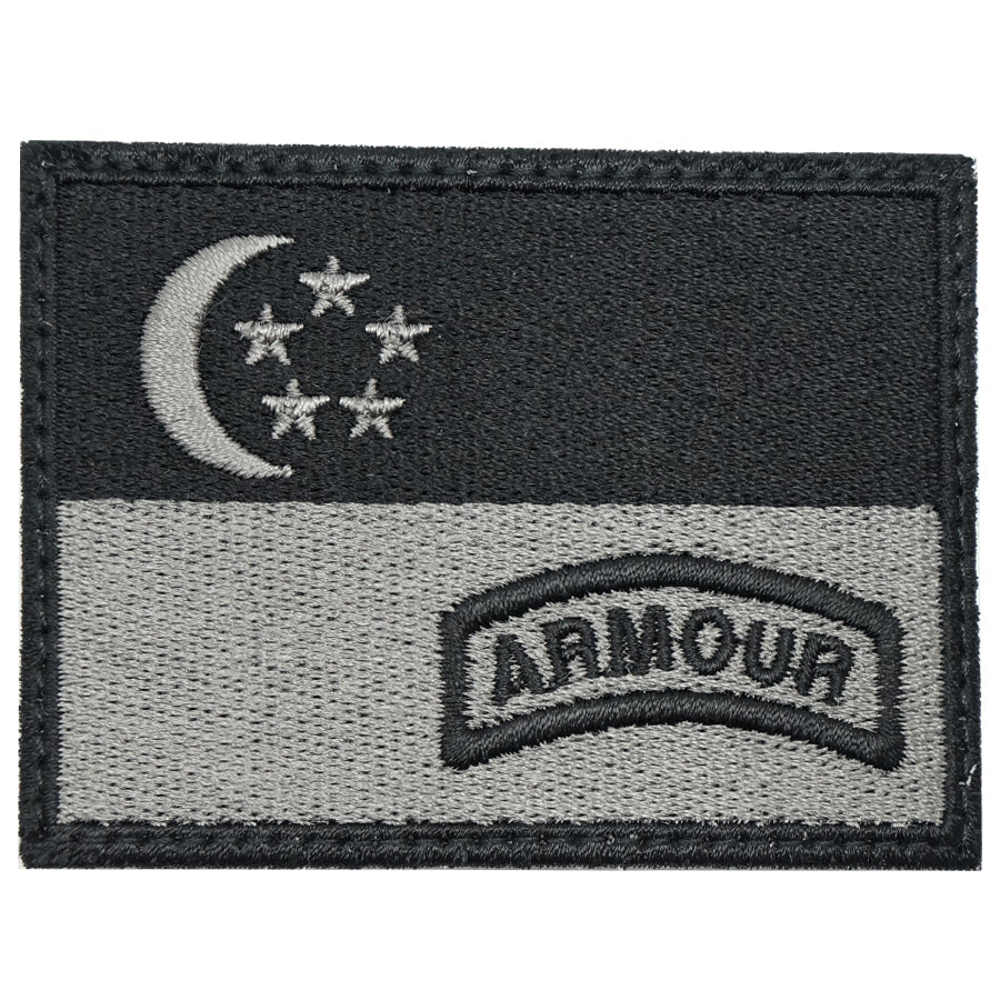 SINGAPORE FLAG WITH ARMOUR TAB - BLACK FOLIAGE