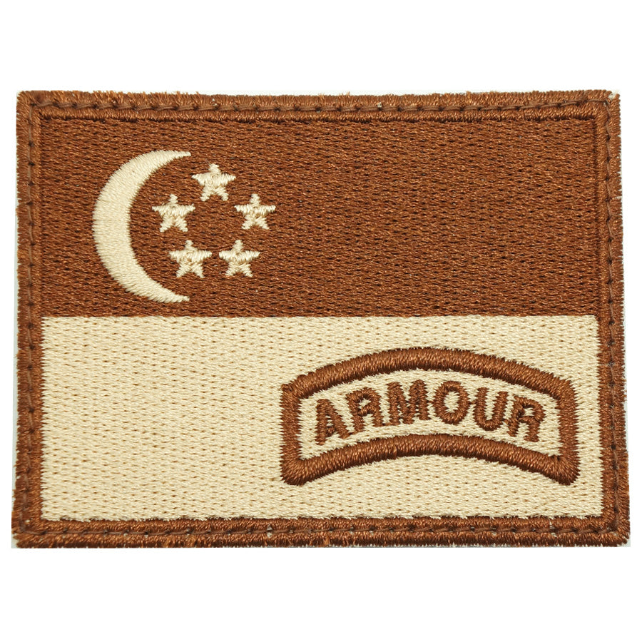 SINGAPORE FLAG WITH ARMOUR TAB - KHAKI