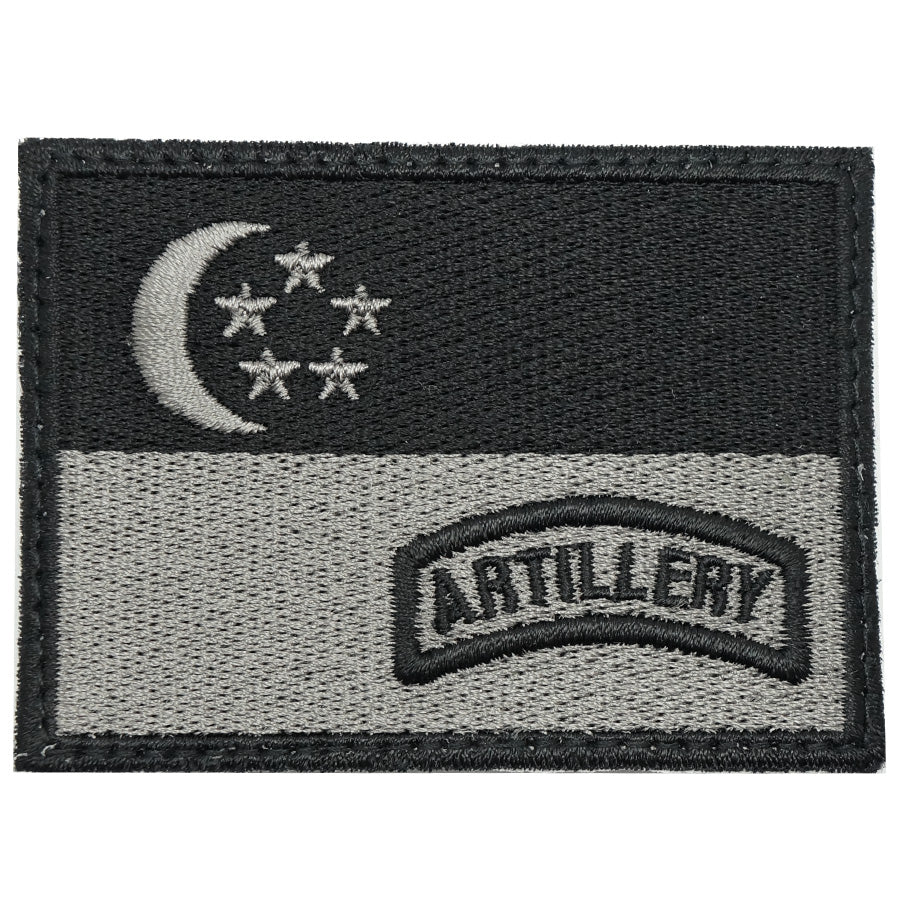 SINGAPORE FLAG WITH ARTILLERY TAB - BLACK FOLIAGE