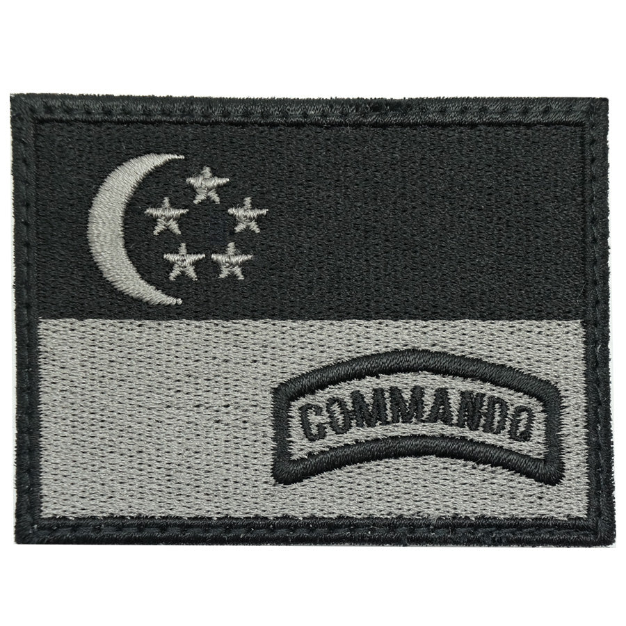 SINGAPORE FLAG WITH COMMANDO TAB - BLACK FOLIAGE