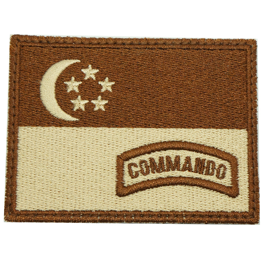 SINGAPORE FLAG WITH COMMANDO TAB - KHAKI