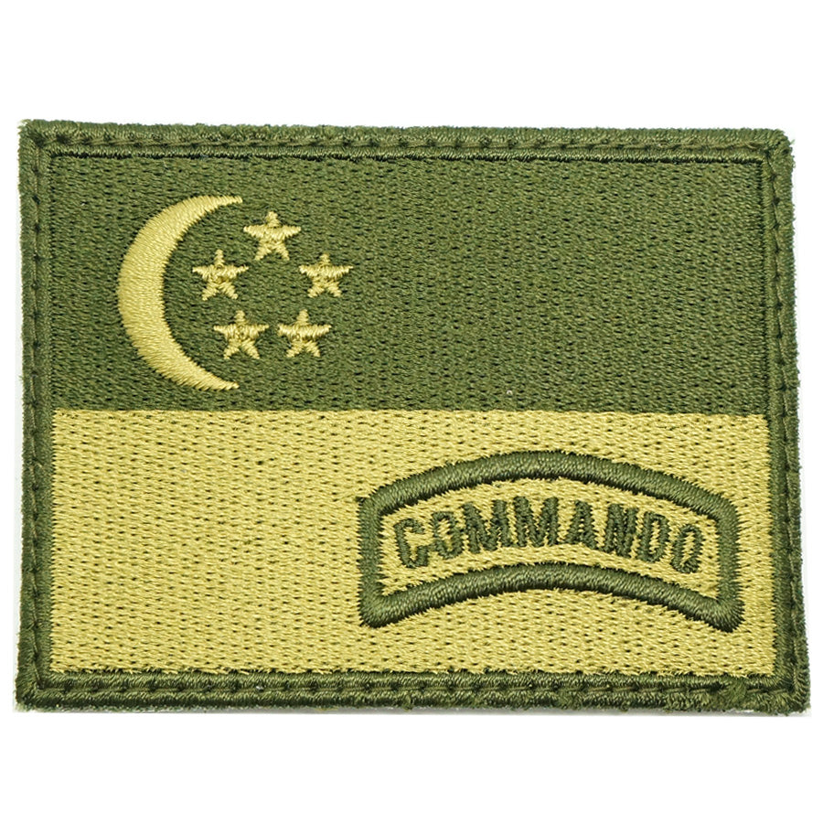 SINGAPORE FLAG WITH COMMANDO TAB - OD GREEN