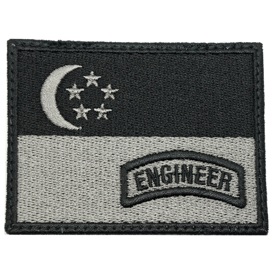 SINGAPORE FLAG WITH ENGINEER TAB - BLACK FOLIAGE