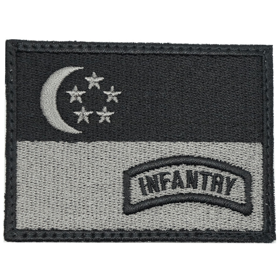 SINGAPORE FLAG WITH INFANTRY TAB - BLACK FOLIAGE