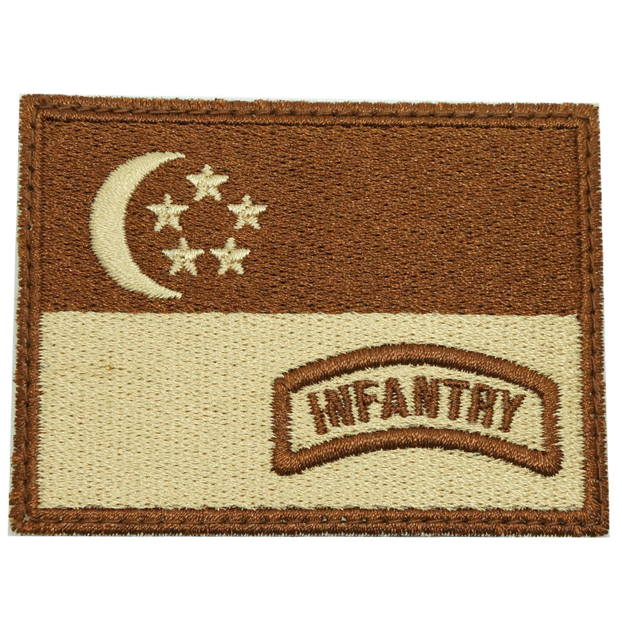 SINGAPORE FLAG WITH INFANTRY TAB - KHAKI