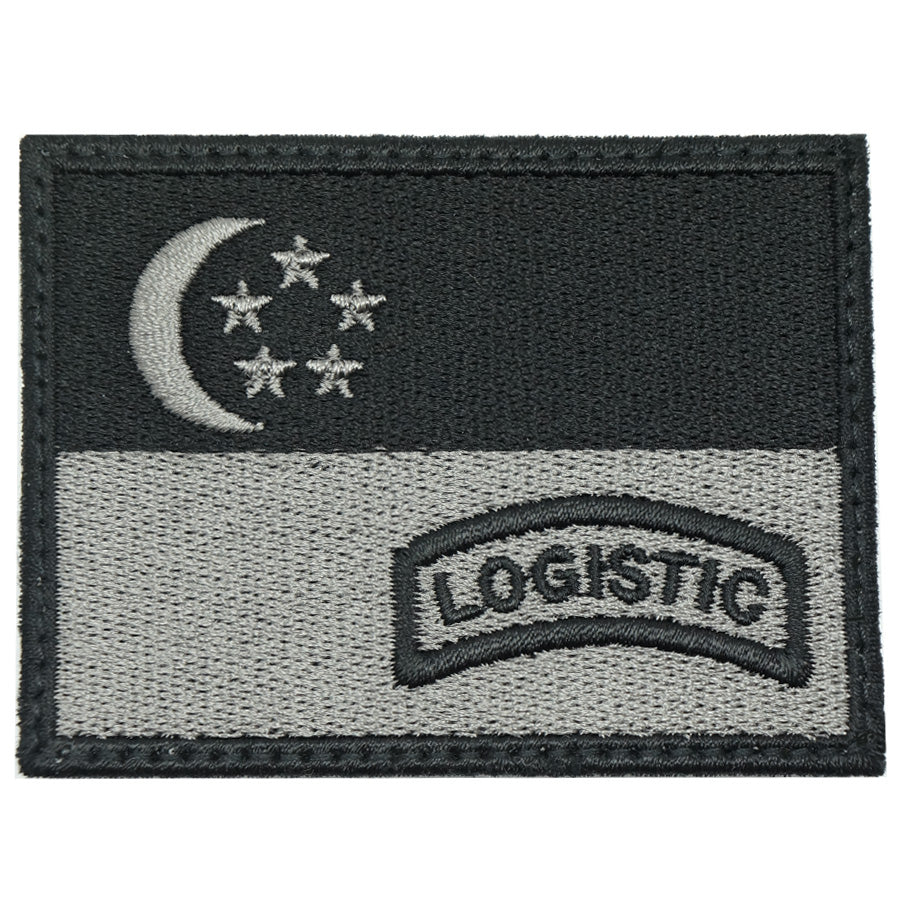 SINGAPORE FLAG WITH LOGISTIC TAB - BLACK FOLIAGE