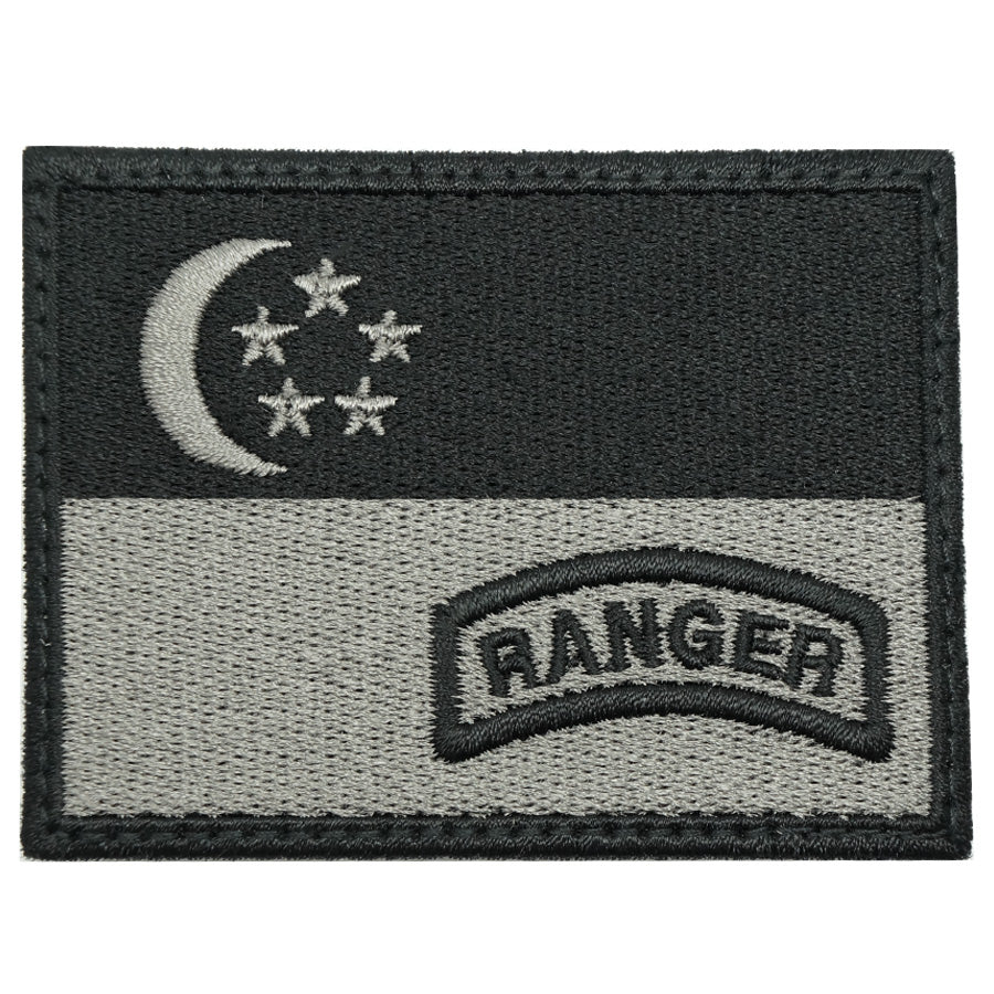 SINGAPORE FLAG WITH RANGER TAB - BLACK FOLIAGE