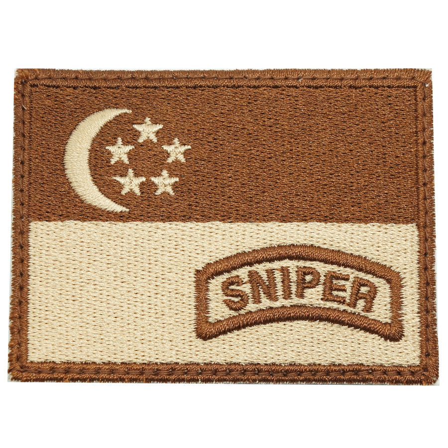 SINGAPORE FLAG WITH SNIPER TAB - KHAKI