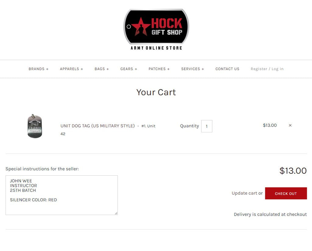 UNIT DOG TAG - GUARDS - Hock Gift Shop | Army Online Store in Singapore