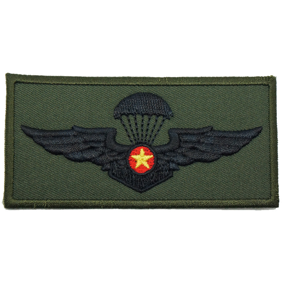 VIETNAM PARACHUTIST WING - LARGE, YELLOW STAR V1 (OD GREEN)