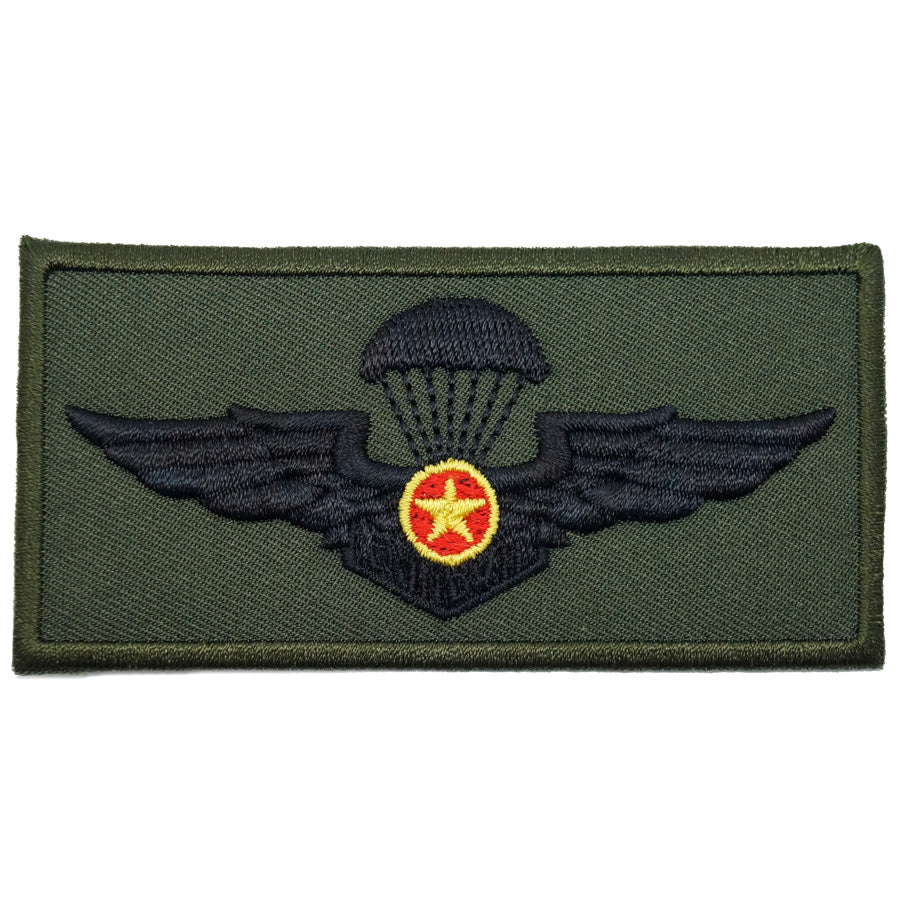 VIETNAM PARACHUTIST WING - LARGE, YELLOW STAR V2 (OD GREEN)