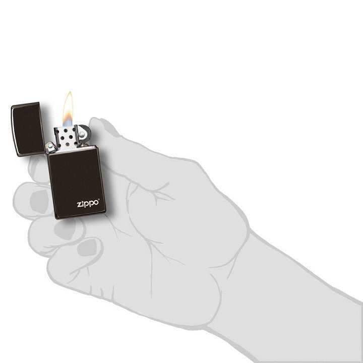 ZIPPO SLIM EBONY WITH ZIPPO LOGO