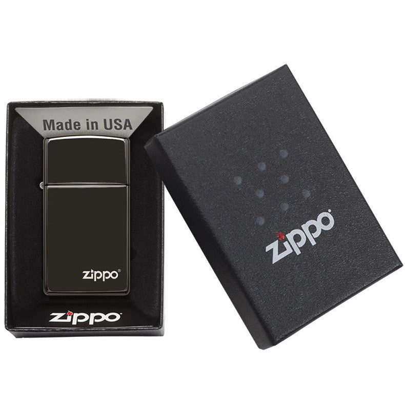 ZIPPO SLIM EBONY WITH ZIPPO LOGO