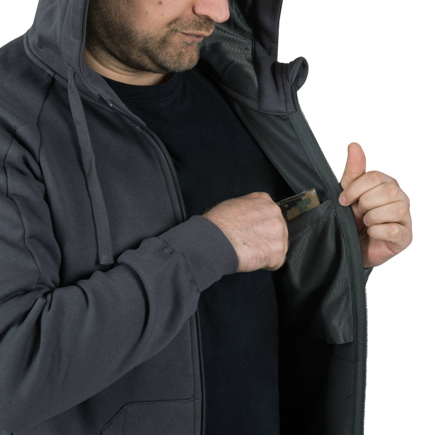 HELIKON-TEX URBAN TACTICAL HOODIE LITE - FULLZIP (BLACK)