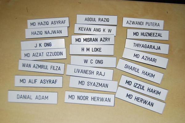 PLASTIC NAME TAG - 1 LINE