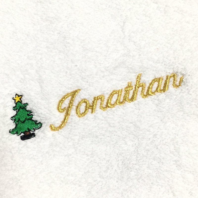 FACE TOWEL WITH NAME & XMAS TREE EMBROIDERY (WHITE)