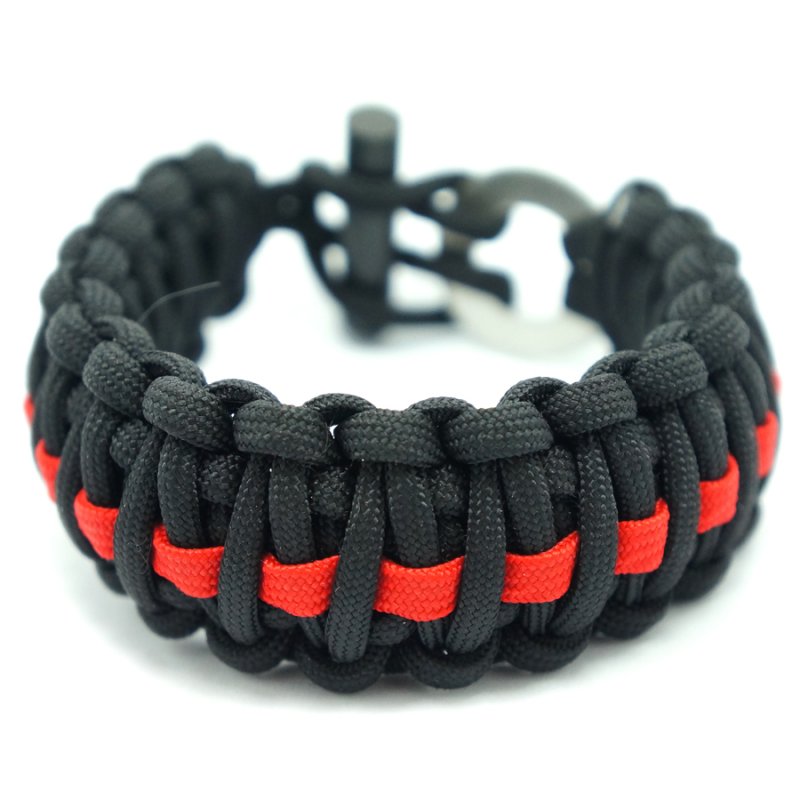 FIRESTEEL KING COBRA STYLE PARACORD BRACELET (BLACK W RED LINE)