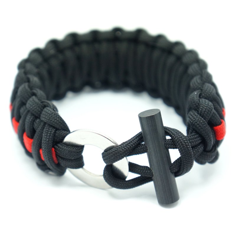 FIRESTEEL KING COBRA STYLE PARACORD BRACELET (BLACK W RED LINE)