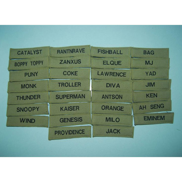 LBV NAME TAG EMBROIDERY (HOOK SIDE VELCRO BACKING) - Hock Gift Shop | Army Online Store in Singapore