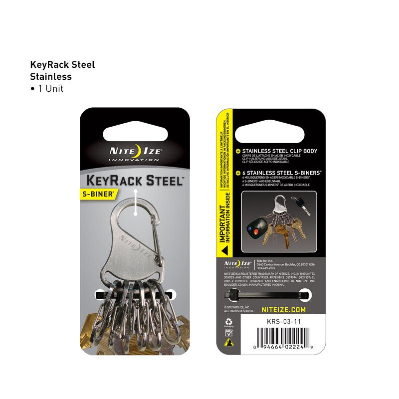 NITEIZE S-BINER KEYRACK STEEL - SILVER