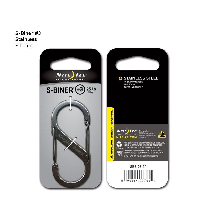 NITEIZE STEEL S-BINER SIZE 3 - SILVER