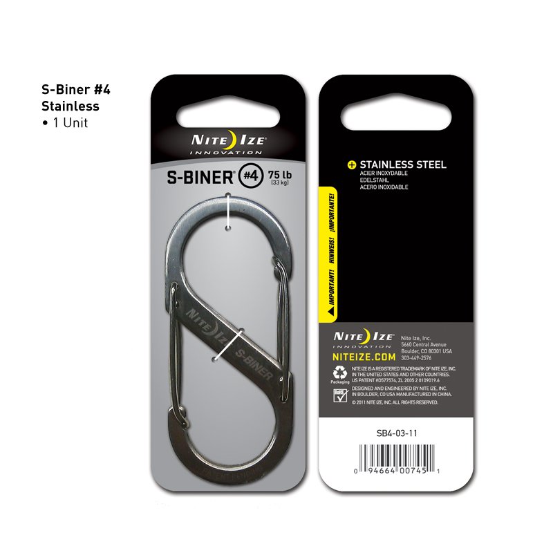 NITEIZE STEEL S-BINER SIZE 4 - SILVER