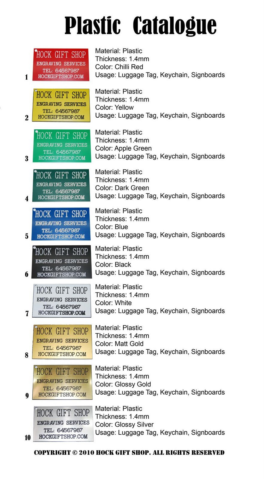 PLASTIC NAME TAG - 1 LINE