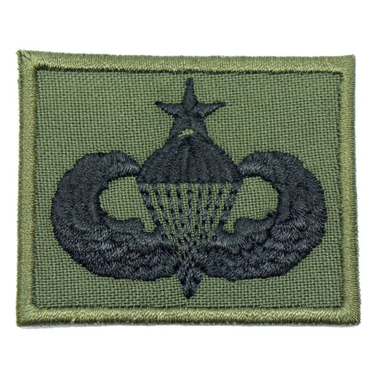US SENIOR PARACHUTIST BADGE - OD GREEN BORDER