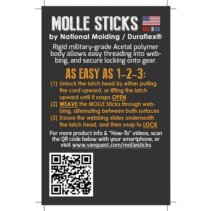 VANQUEST 5" MOLLE STICKS STIX 4 PACK - COYOTE